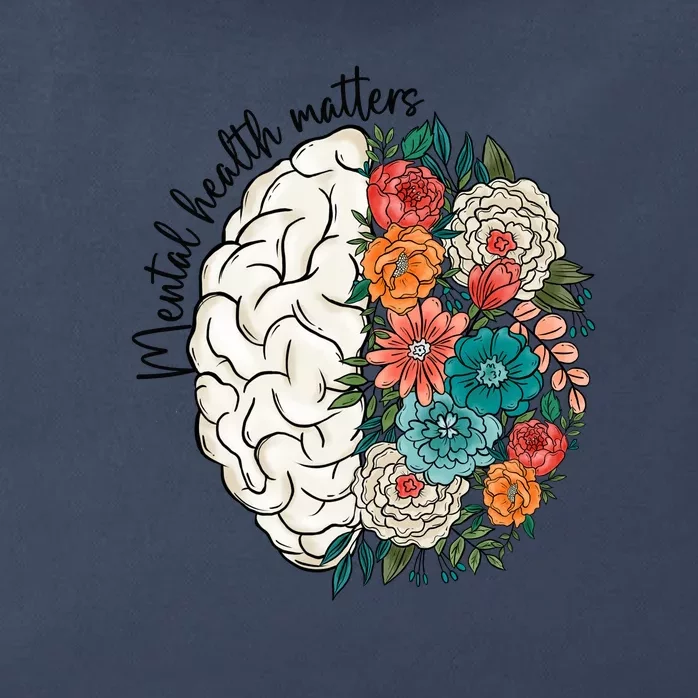 Mental Health Matters Brain Flowers Zip Tote Bag