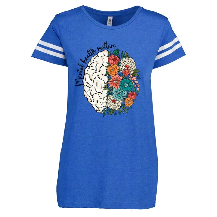 Mental Health Matters Brain Flowers Enza Ladies Jersey Football T-Shirt