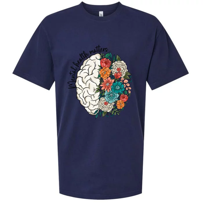 Mental Health Matters Brain Flowers Sueded Cloud Jersey T-Shirt