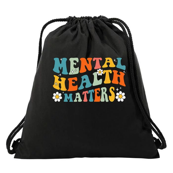 Mental Health Matters Groovy Psychologist Therapy Squad Drawstring Bag