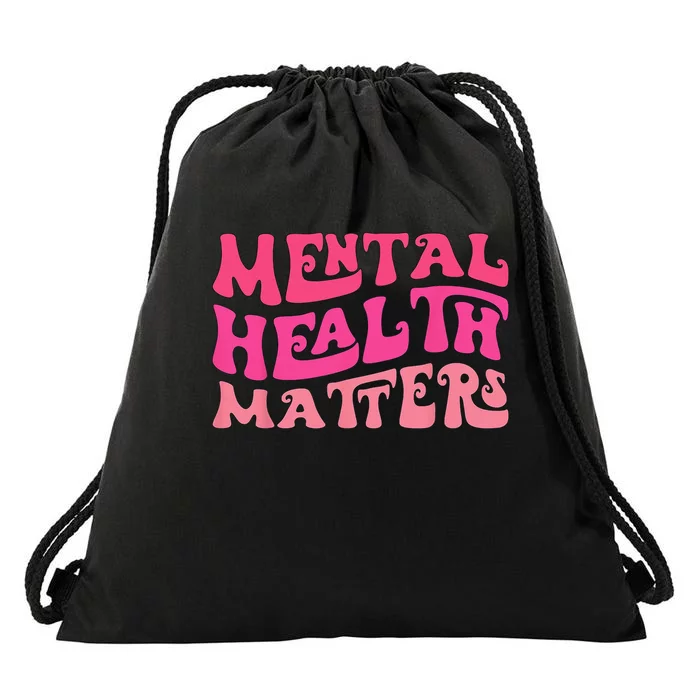 Mental Health Matters Groovy Psychologist Therapy Squad Drawstring Bag