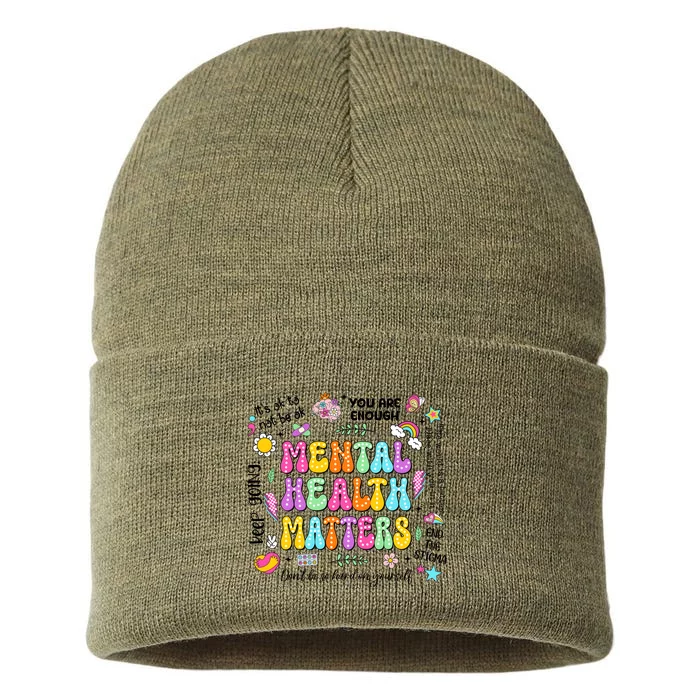 Mental Health Matters Quote Sustainable Knit Beanie