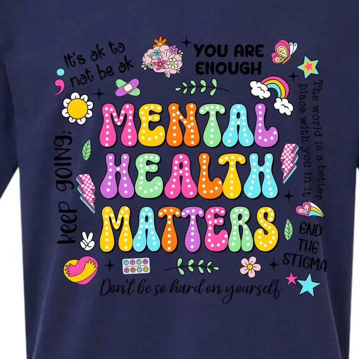 Mental Health Matters Quote Sueded Cloud Jersey T-Shirt