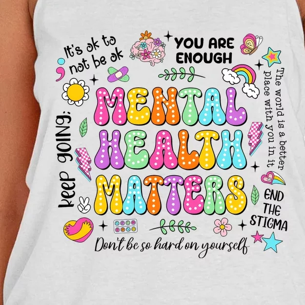 Mental Health Matters Quote Women's Knotted Racerback Tank