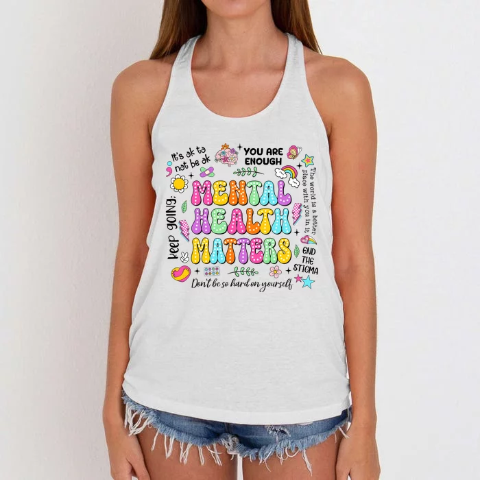 Mental Health Matters Quote Women's Knotted Racerback Tank