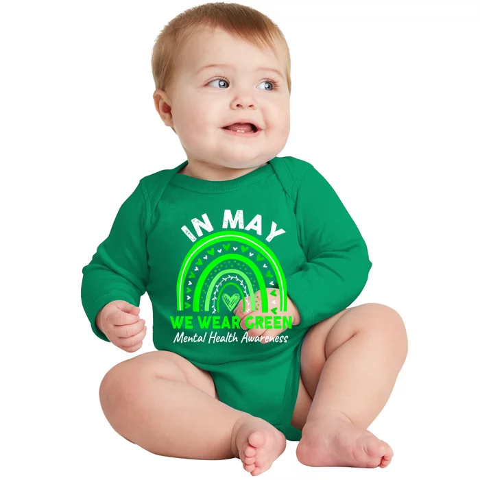 Mental Health Matters We Wear Green Mental Health Awareness Month Baby Long Sleeve Bodysuit