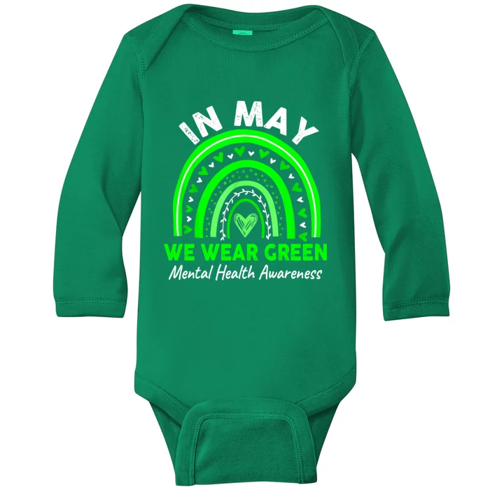 Mental Health Matters We Wear Green Mental Health Awareness Month Baby Long Sleeve Bodysuit