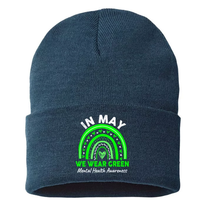 Mental Health Matters We Wear Green Mental Health Awareness Month Sustainable Knit Beanie