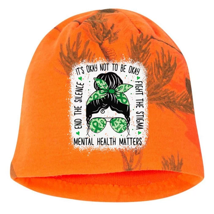 Mental Health Matters Messy Bun Mental Health Awareness Kati - Camo Knit Beanie