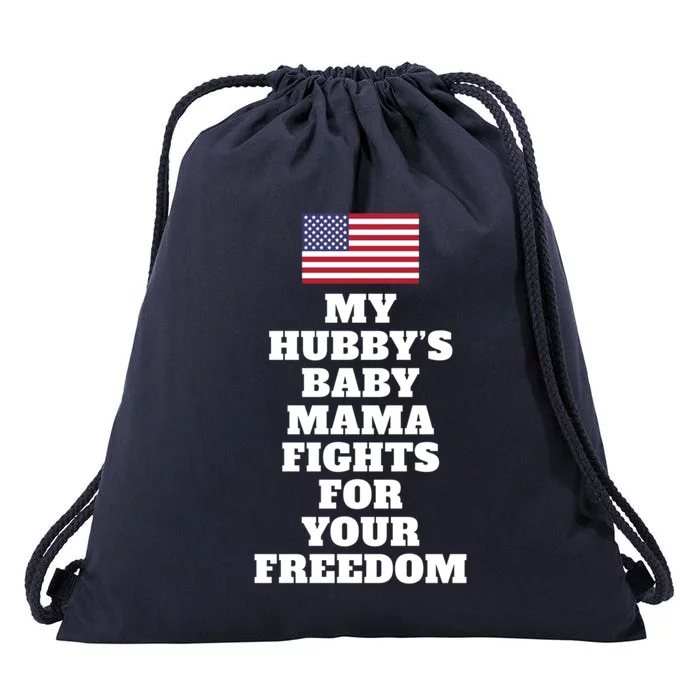 My Hubbys Mama Fights For Freedom Couple Spouse Joke Gift Drawstring Bag