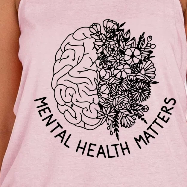 Mental Health Matters Hu Brain Flowers Health Awareness Gift Women's Knotted Racerback Tank