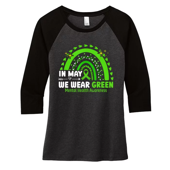 Mental Health Matters We Wear Green Mental Health Awareness Women's Tri-Blend 3/4-Sleeve Raglan Shirt