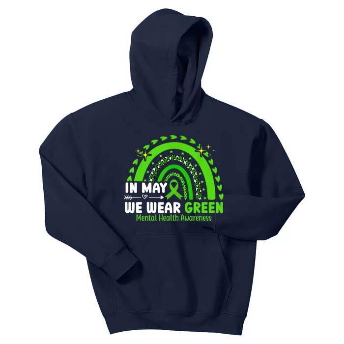 Mental Health Matters We Wear Green Mental Health Awareness Kids Hoodie