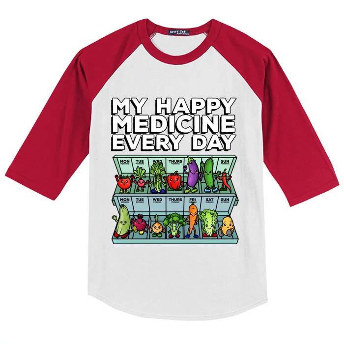 My Happy Medicine Every Day Vegetable Dose Daily Veganism Great Gift Kids Colorblock Raglan Jersey