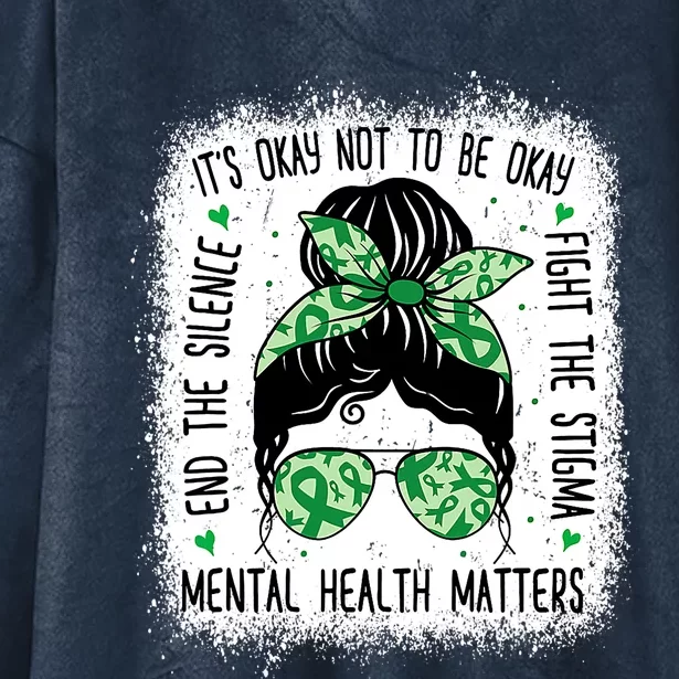 Mental Health Matters Messy Bun Mental Health Awareness Hooded Wearable Blanket