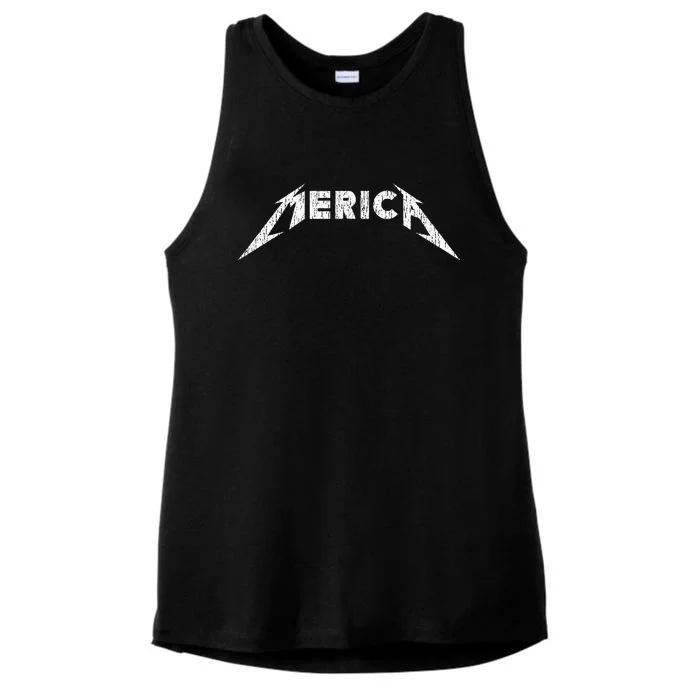 Merica Heavy Metal Style America Ladies Tri-Blend Wicking Tank