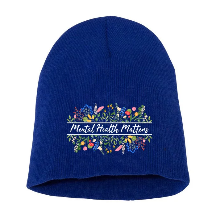 Mental Health Matters Floral Wildflowers Short Acrylic Beanie