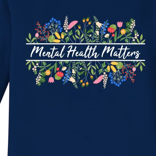 Mental Health Matters Floral Wildflowers Baby Long Sleeve Bodysuit