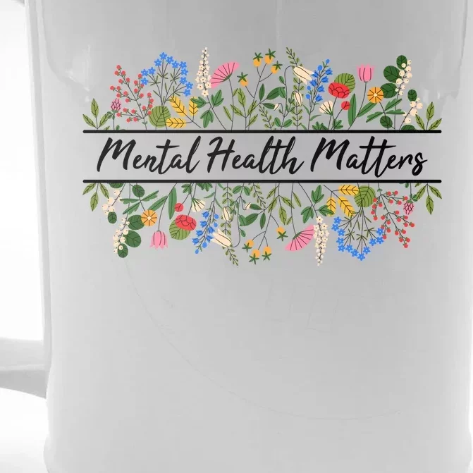 Mental Health Matters Floral Wildflowers Front & Back Beer Stein