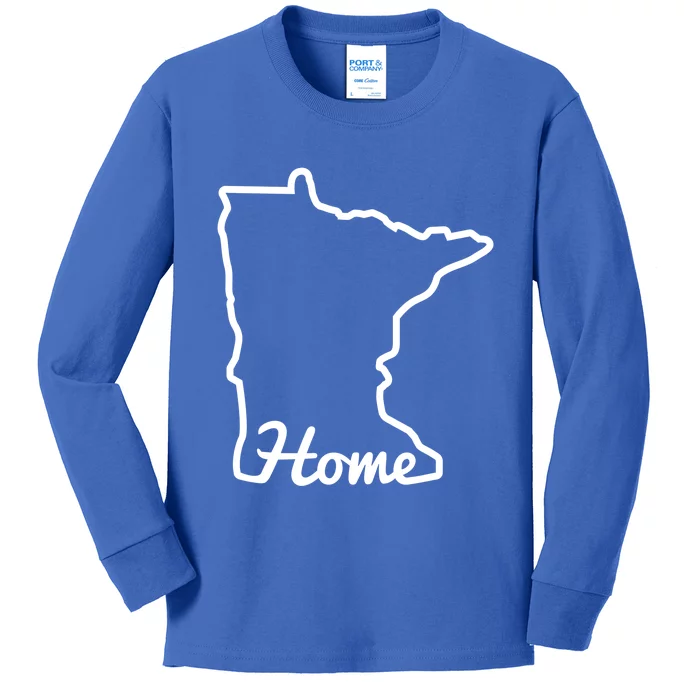 Minnesota Home Mn State Map Minnesotan Gift Meaningful Gift Kids Long Sleeve Shirt