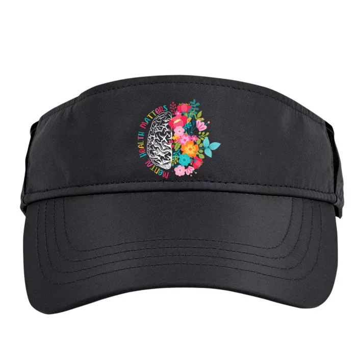 Mental Health Matters Awareness Retro Flowers Brain Adult Drive Performance Visor