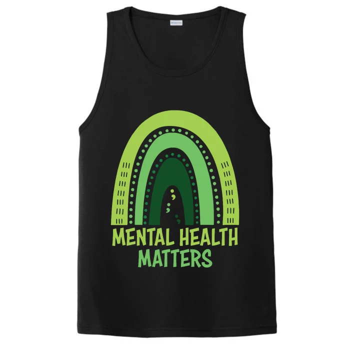 Mental Health Matters Green Rainbow Performance Tank