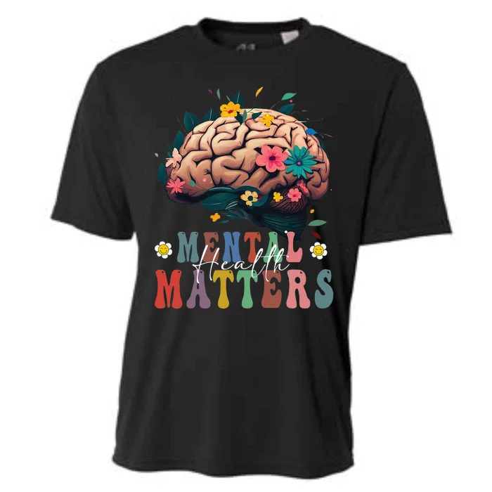 Mental Health Matters Brain Illness Awareness Vintage Groovy Cooling Performance Crew T-Shirt