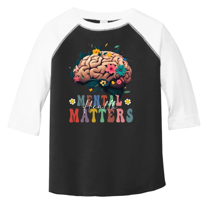 Mental Health Matters Brain Illness Awareness Vintage Groovy Toddler Fine Jersey T-Shirt