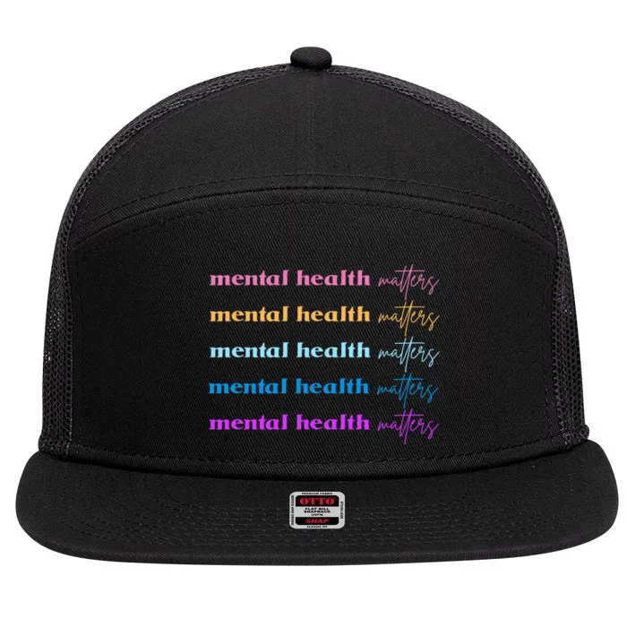 Mental Health Matter Colorful Awareness 7 Panel Mesh Trucker Snapback Hat