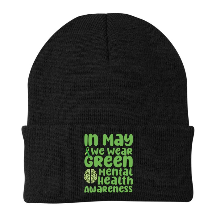 Mental Health Matters We Wear Green Mental Health Awareness Knit Cap Winter Beanie