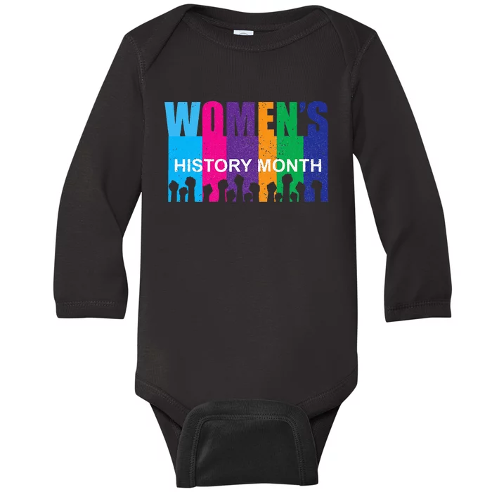 March History Month Retro Distressed Baby Long Sleeve Bodysuit