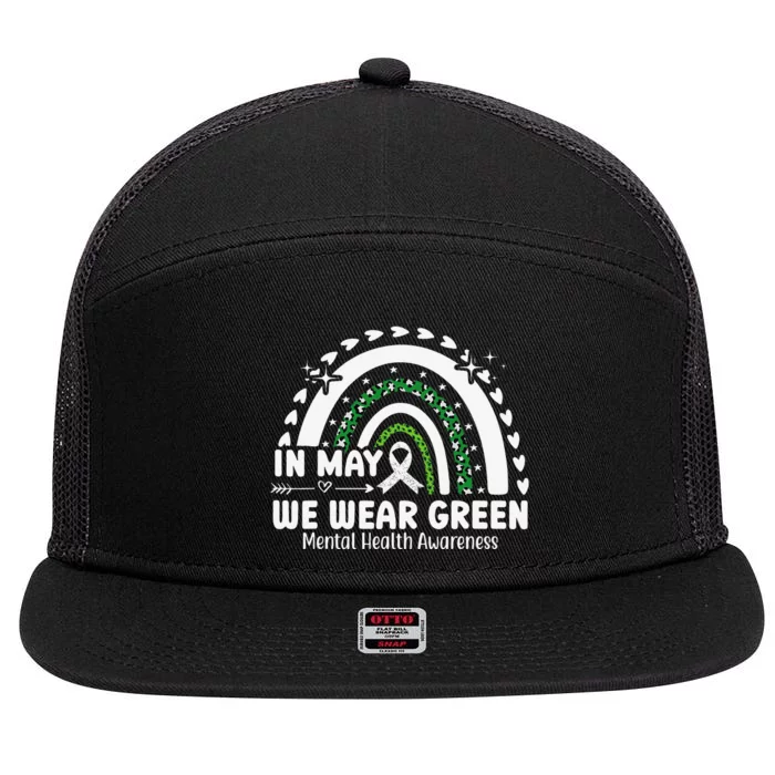 Mental Health Matters We Wear Green Mental Health Awareness 7 Panel Mesh Trucker Snapback Hat