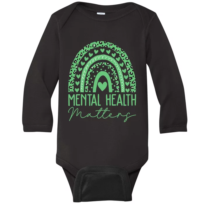 Mental Health Matters We Wear Green Mental Health Awareness Baby Long Sleeve Bodysuit