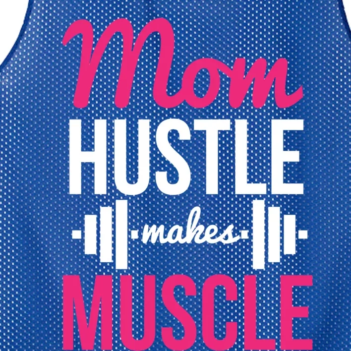 Mom Hustle Makes Muscle Funny Mother Fitness Rhyme Workout Funny Gift Mesh Reversible Basketball Jersey Tank