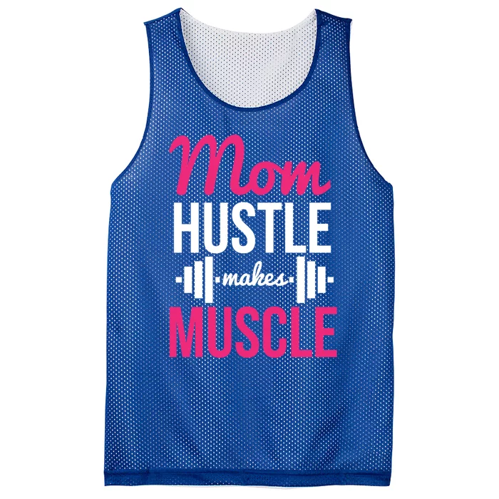 Mom Hustle Makes Muscle Funny Mother Fitness Rhyme Workout Funny Gift Mesh Reversible Basketball Jersey Tank