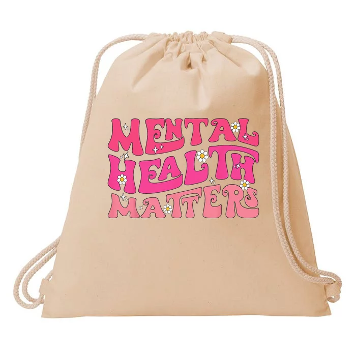 Mental Health Matters Groovy Psychologist Therapy Squad Drawstring Bag