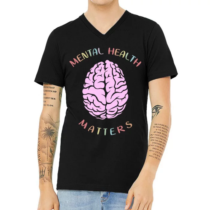 Mental Health Matters Brain V-Neck T-Shirt