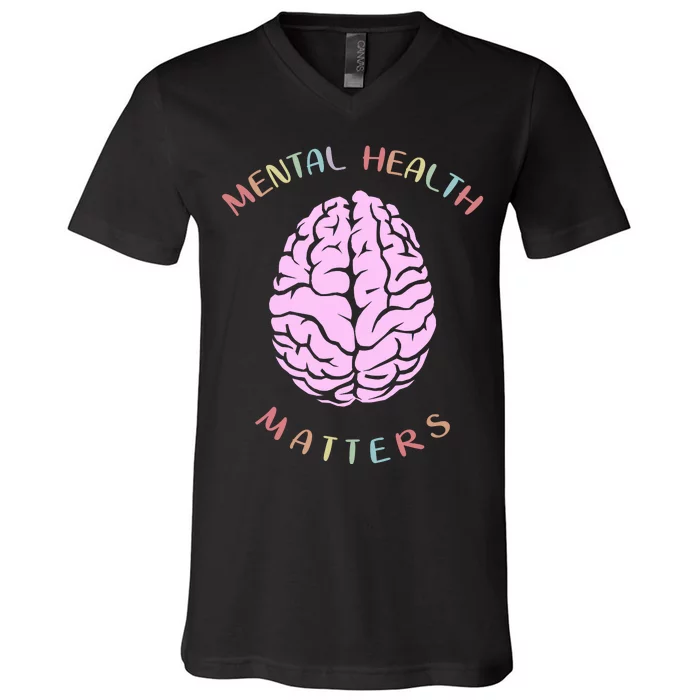 Mental Health Matters Brain V-Neck T-Shirt