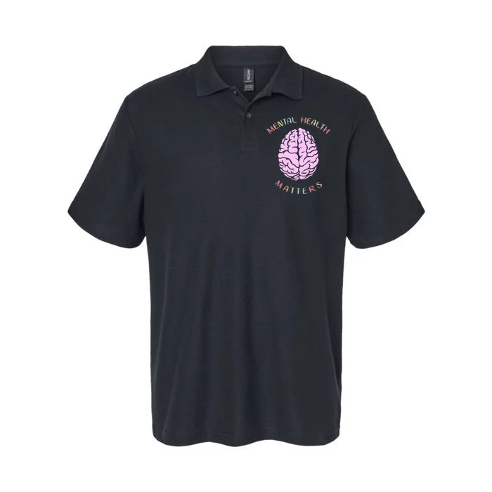 Mental Health Matters Brain Softstyle Adult Sport Polo