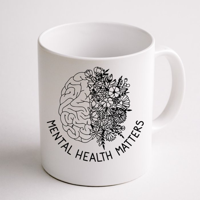 Mental Health Matters Human Brain Flowers Health Awareness Front & Back Coffee Mug