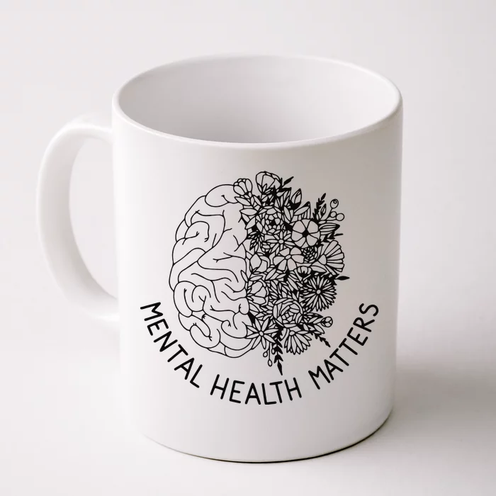 Mental Health Matters Human Brain Flowers Health Awareness Front & Back Coffee Mug