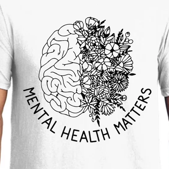 Mental Health Matters Human Brain Flowers Health Awareness Pajama Set