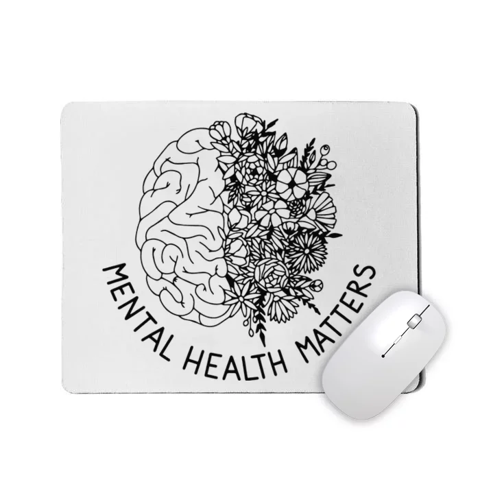 Mental Health Matters Human Brain Flowers Health Awareness Mousepad