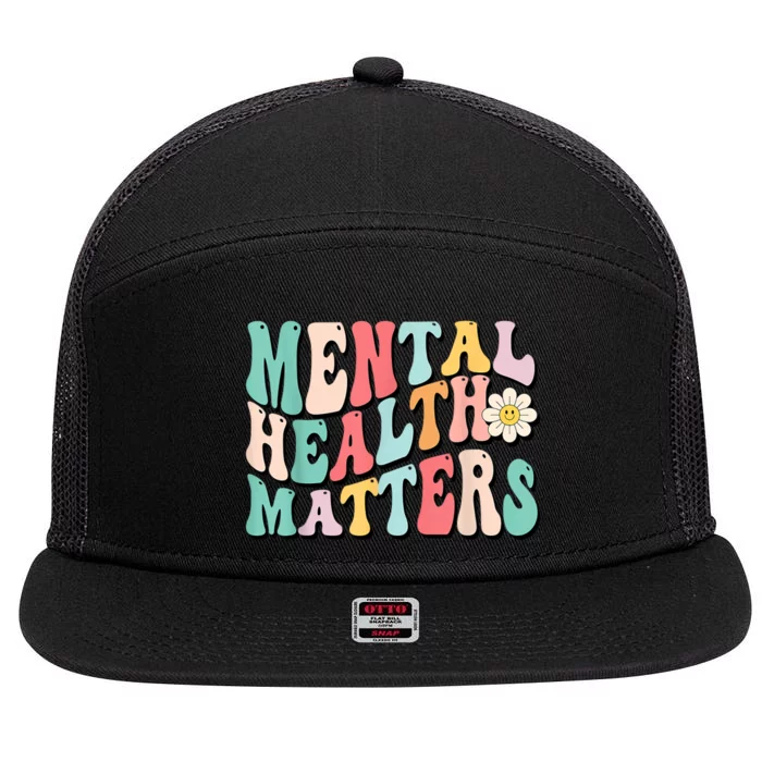 Mental Health Matters End The Stigma 7 Panel Mesh Trucker Snapback Hat