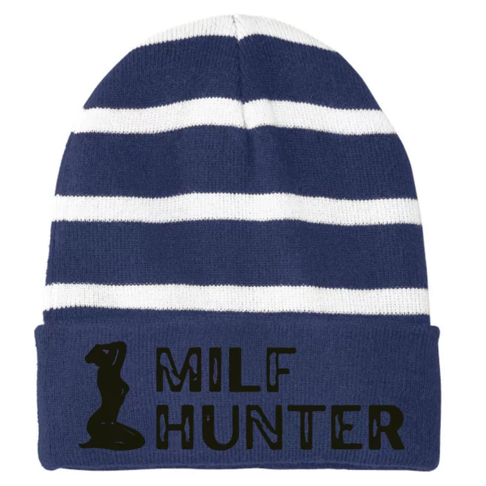 Milf Hunter Striped Beanie with Solid Band