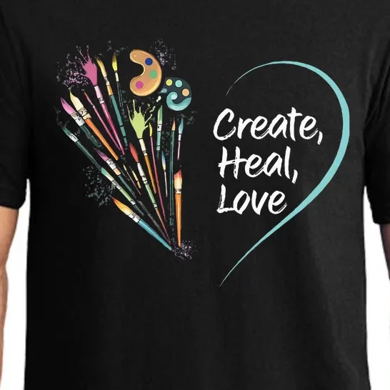 Mental Health Matters Create Heal Love Funny Art Therapy Mom Pajama Set