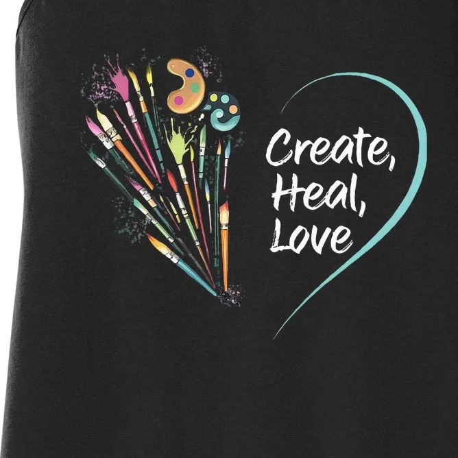 Mental Health Matters Create Heal Love Funny Art Therapy Mom Women's Racerback Tank