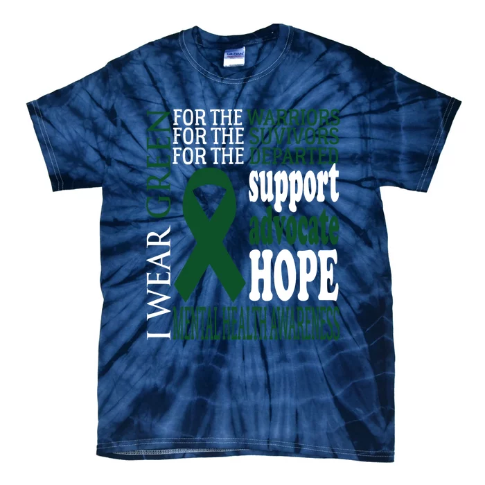 Mental Health Matters Green Ribbon Mental Health Awareness Tie-Dye T-Shirt