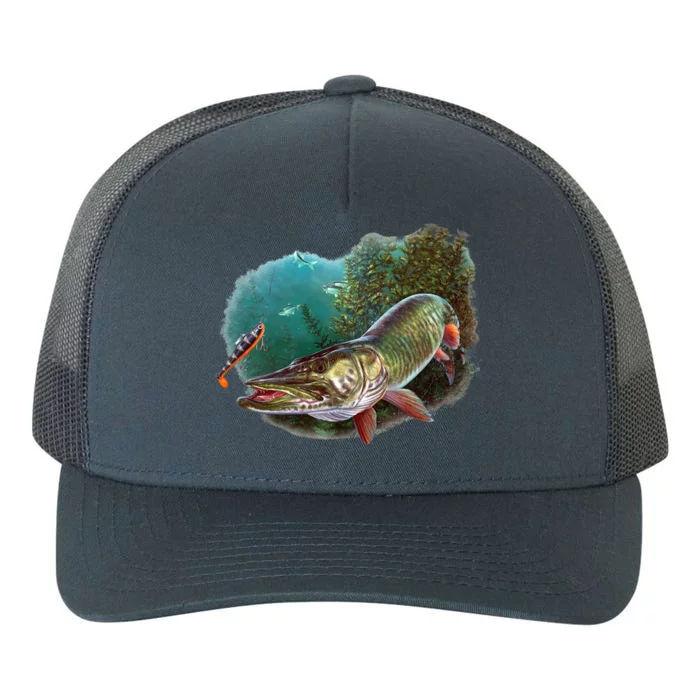 Muskie Hunter Musky Fisher Lure Fly Fishing Novelty Funny Gift Yupoong Adult 5-Panel Trucker Hat