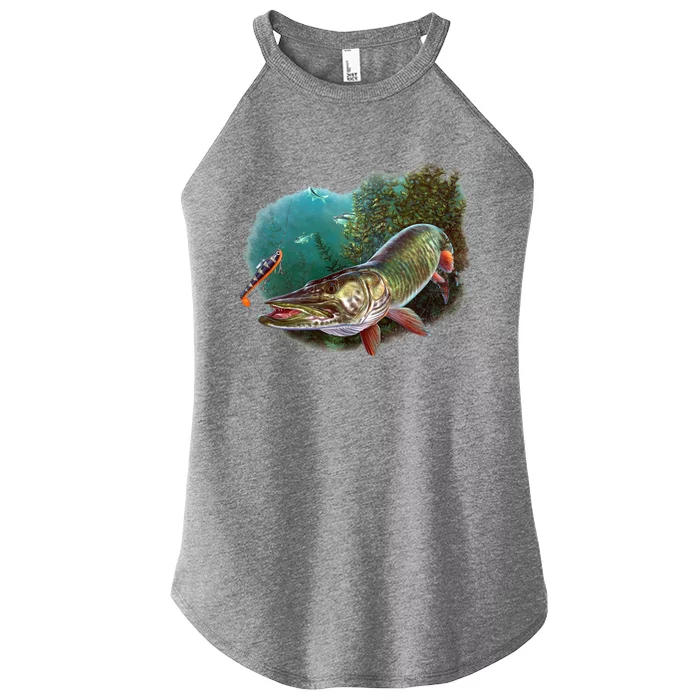 Muskie Hunter Musky Fisher Lure Fly Fishing Novelty Funny Gift Women’s Perfect Tri Rocker Tank